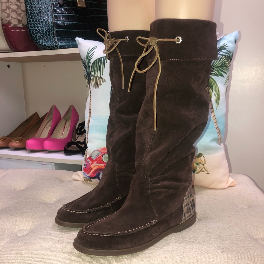 Sperry Top-Sider Brown Suede Tall Riding Boots